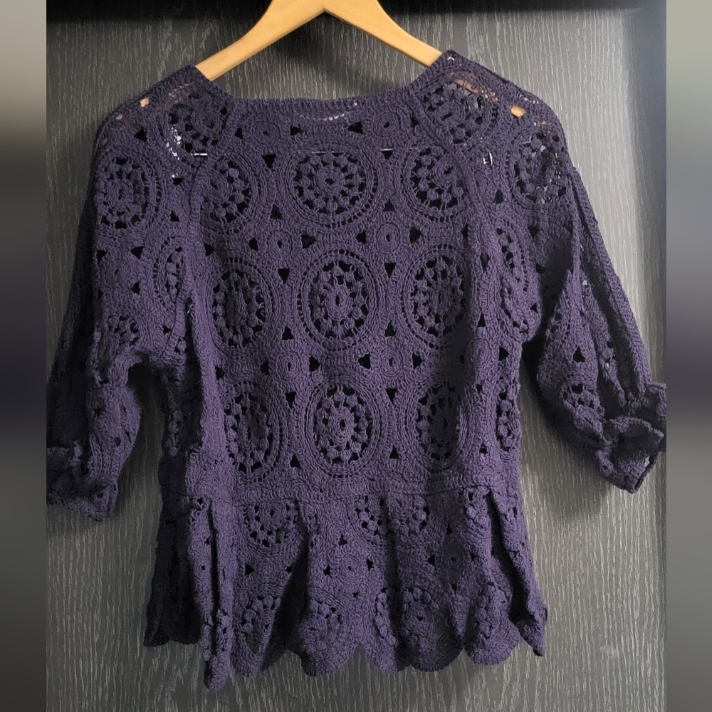 Solitaire Dark Purple/plum Women's Crochet Blouse